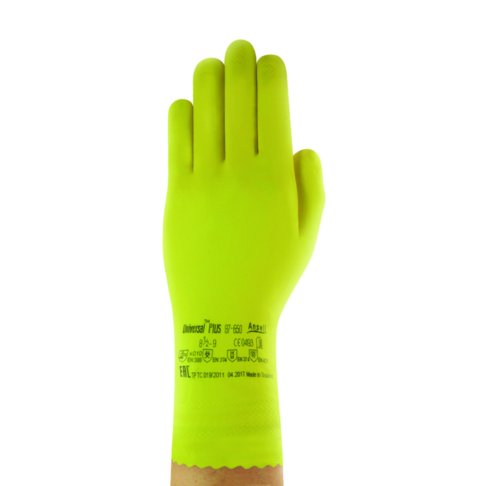 Handschoenen, Latex, maat M, lengte 305 mm, AlphaTec, geel