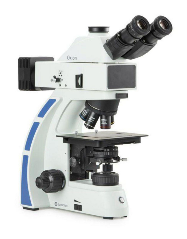 Microscoop, trinoculair Oxion materials science, vergroting 5/10/20/50x, 3W NeoLED