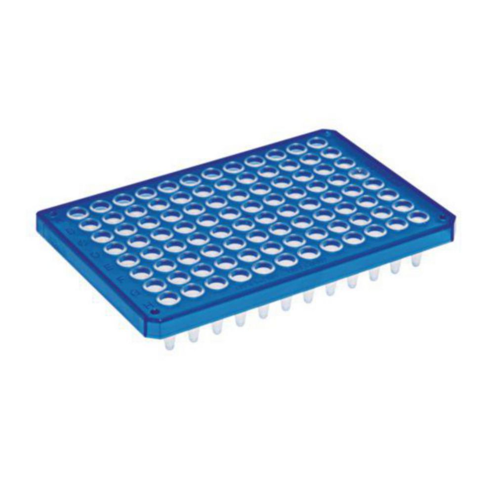 PCR platen, 96-wells, Twin Tec, microbiologie, semi-skirted, blauw