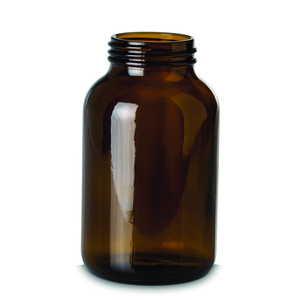 Fles 1000 ml, glas, WM, GL68, bruin, schroefdraad, zonder dop, vlgs DIN 168