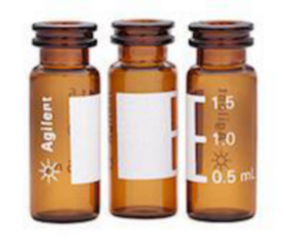 Vials 2 ml, glas 32x12 mm  bruin, Snap-nek N11, label