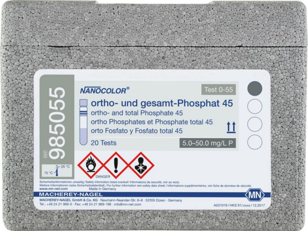 Kuvettentest Ortho en Total  fosfaat 45, Nanocolor