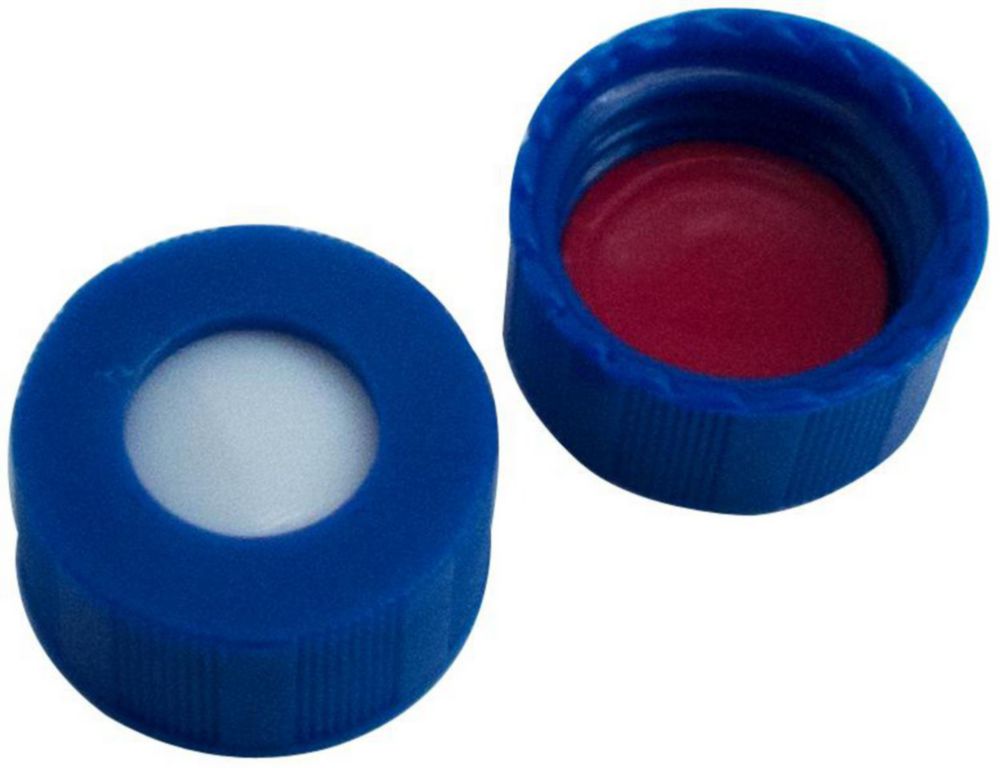 Schroefdop N9, blauw, septum silicone, gemonteerd