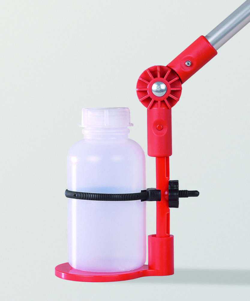 Monsternemer flessenhouder met steelbevestiging, universele snelspanband tot Ø 85 mm,  PP/PA,