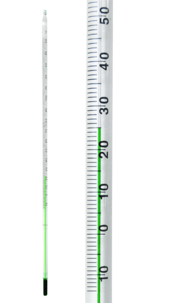 Staafthermometer -10 - +250°C groen gevuld, lengte 300 mm