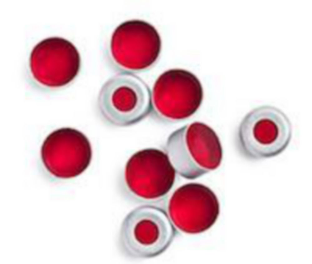 Crimp caps ND8, PTFE/Siliconen PTFE septa, rood, 5180-0842