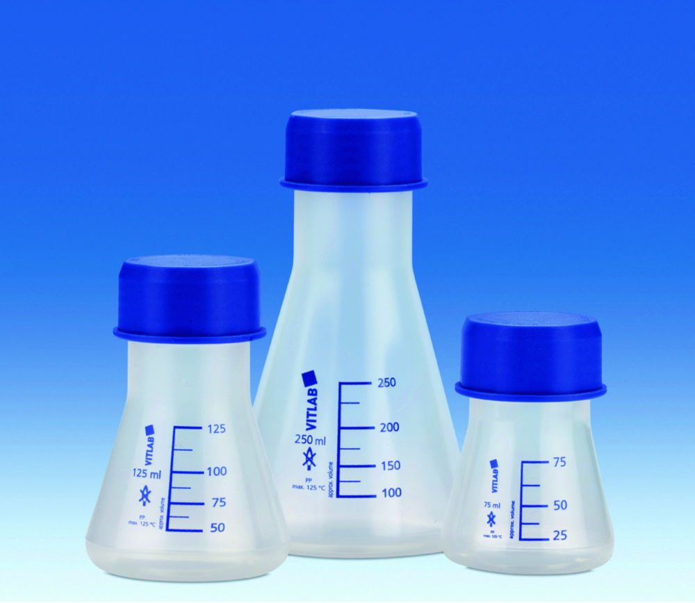 Erlenmeyer flask 250 ml, PP, GL 45, with srew-cap, PP