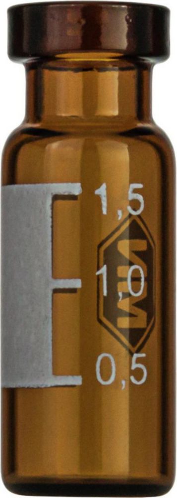 Vials 1,5 ml, glas 32x11,6 mm  bruin, Crimp-nek N11, label, vlak
