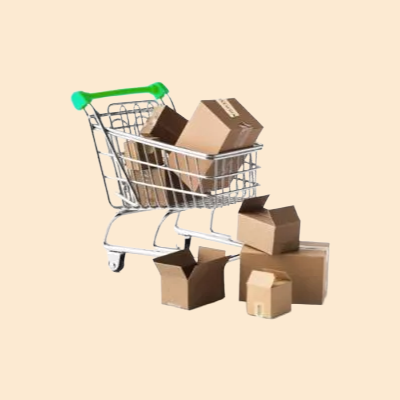 winkelwagentje, dozen, verpakking, karretje met dozen, pakketten