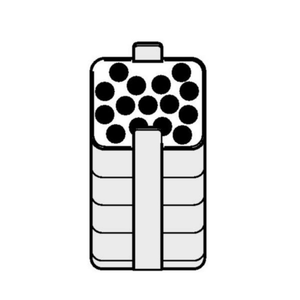 Inzet voor rechth. 250ml beker  v. 5 x 2,6-7ml buizen