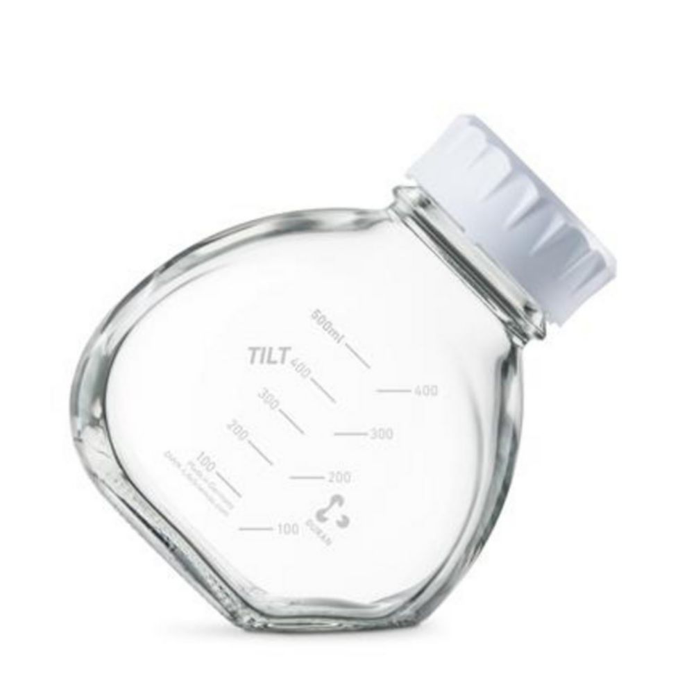 Celcultuurfles TILT 500 ml, helder, GL 56, met schroefdop