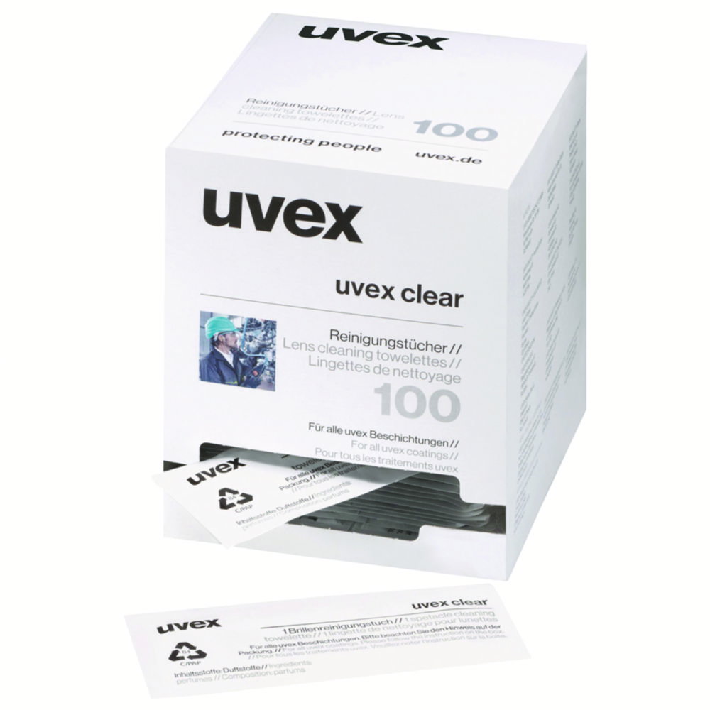 lensreinigingsdoekjes, reinigingsdoekjes, uvex, verpakking, doekjes