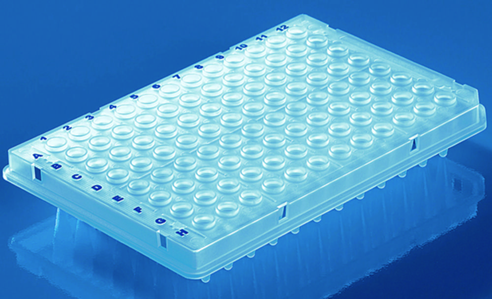 PCR-platen, 96-well, 0,20 ml, standaard profiel, half frame, verhoogde rand, kleurloos