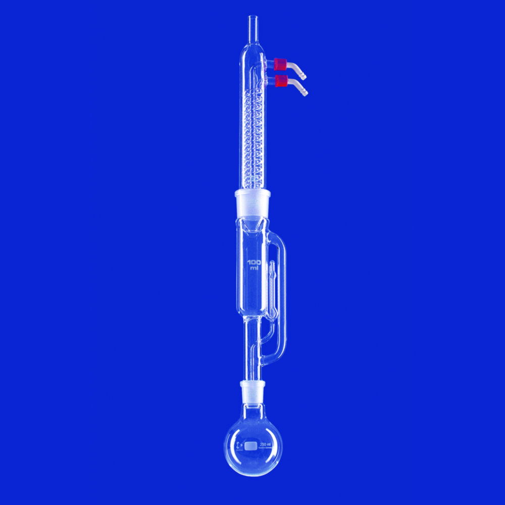 Soxhlet extractie app. 100 ml  extractor, koeler, kolf 250 ml