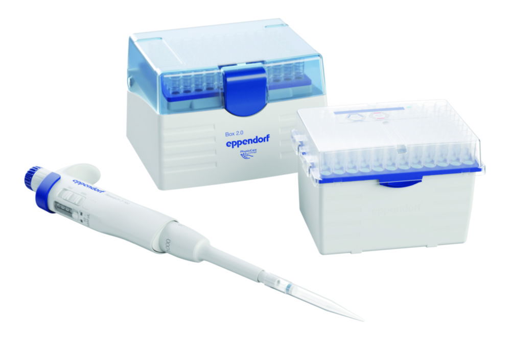 Pipet Research 3 neo 1-kan, variabel 50-1000 µL, blauw, incl. tips