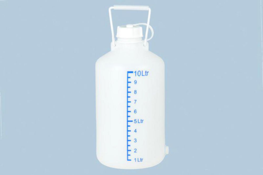 Draagfles PE, 10 l, naturel   met greep en maatv., zonder kr
