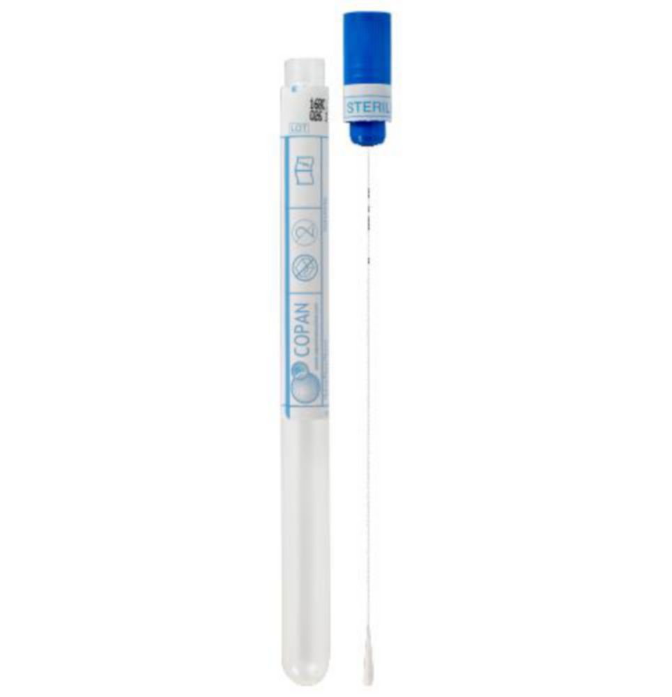 Swabs aluminium, in buis PP,  blauw, steriel, p/s verpakt