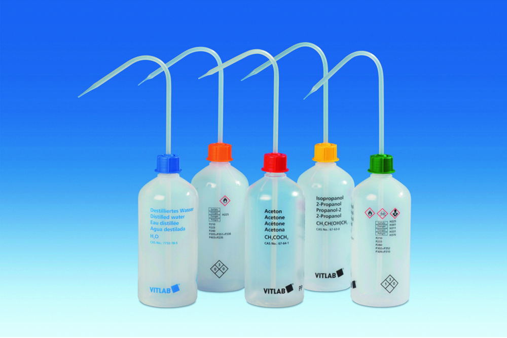 Veiligheidsspuitfles 250 ml, LDPE GL 25, opdruk Ethylacetaat