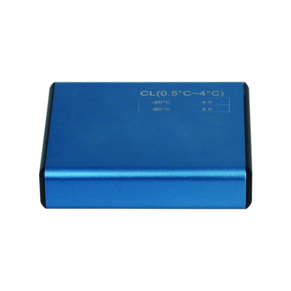 blauwe doos, aluminium doos, compact kastje, lunchformaat doos, temperatuurlabel