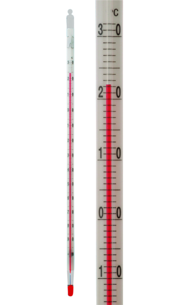 Koudethermometer -50 - +50°C  tolueen gevuld, lengte 300 mm