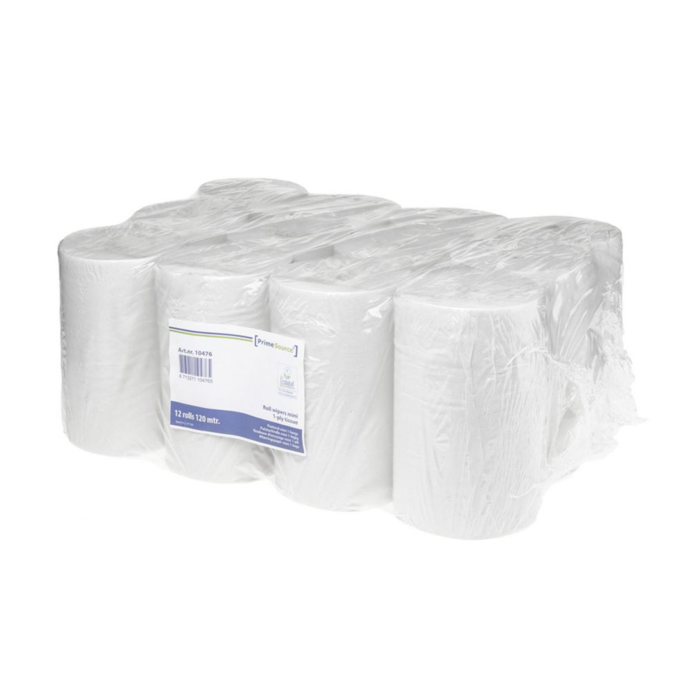 Poetsrol mini wit, 1 laags 20cmx120m Primesource