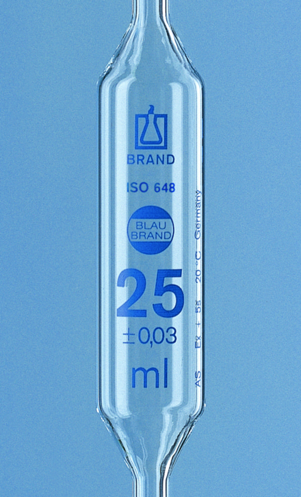 Volpipet 25 ml kl.AS/KB  blauw gegrad. 1 markering