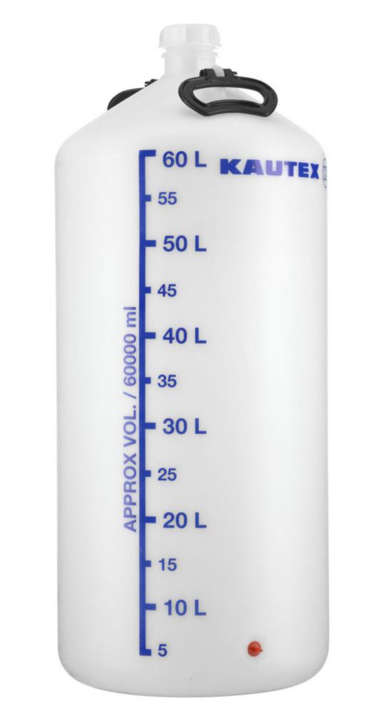 Fles 60l, Draagfles, HDPE, Nauwmonds, Helder, met dop