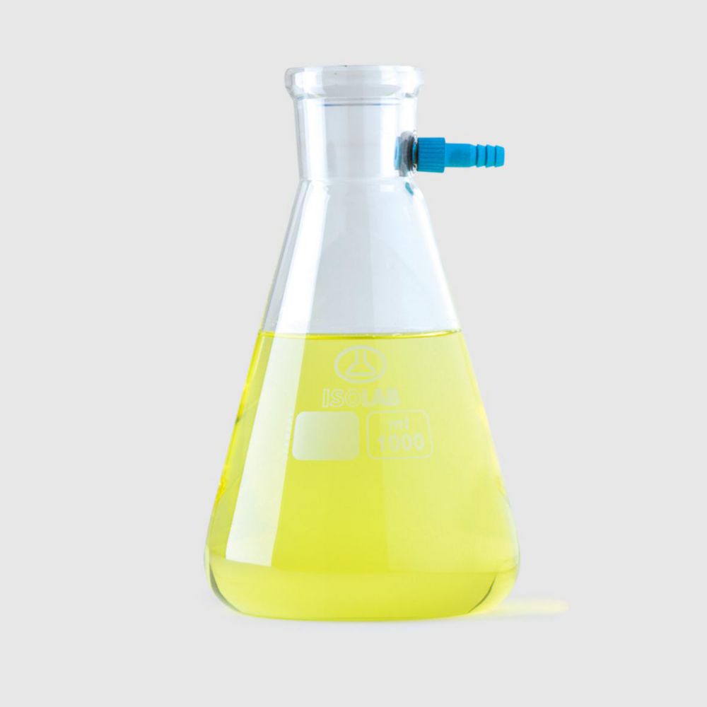 Afzuigerlenmeyer, 1000 ml,  3.3 boro, PP-olijf