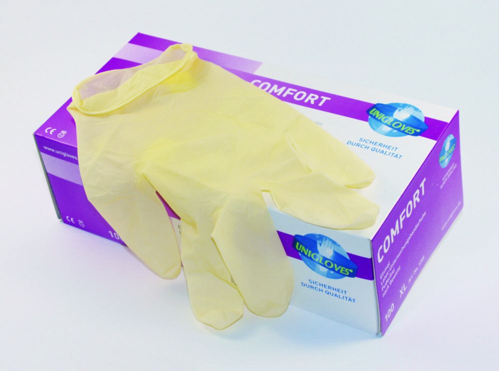 Handschoenen, Latex, maat XL, lengte 240 mm, Comfort, poedervrij, naturel