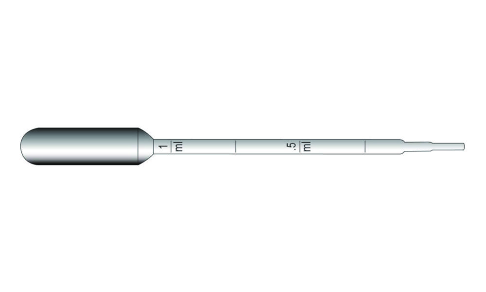 Pasteurpipetten 1 ml, PE, 150 mm, gegradueerd