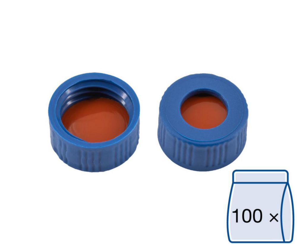 Schroefdop PP, blauw, midden  boring, rode FEP septum N9