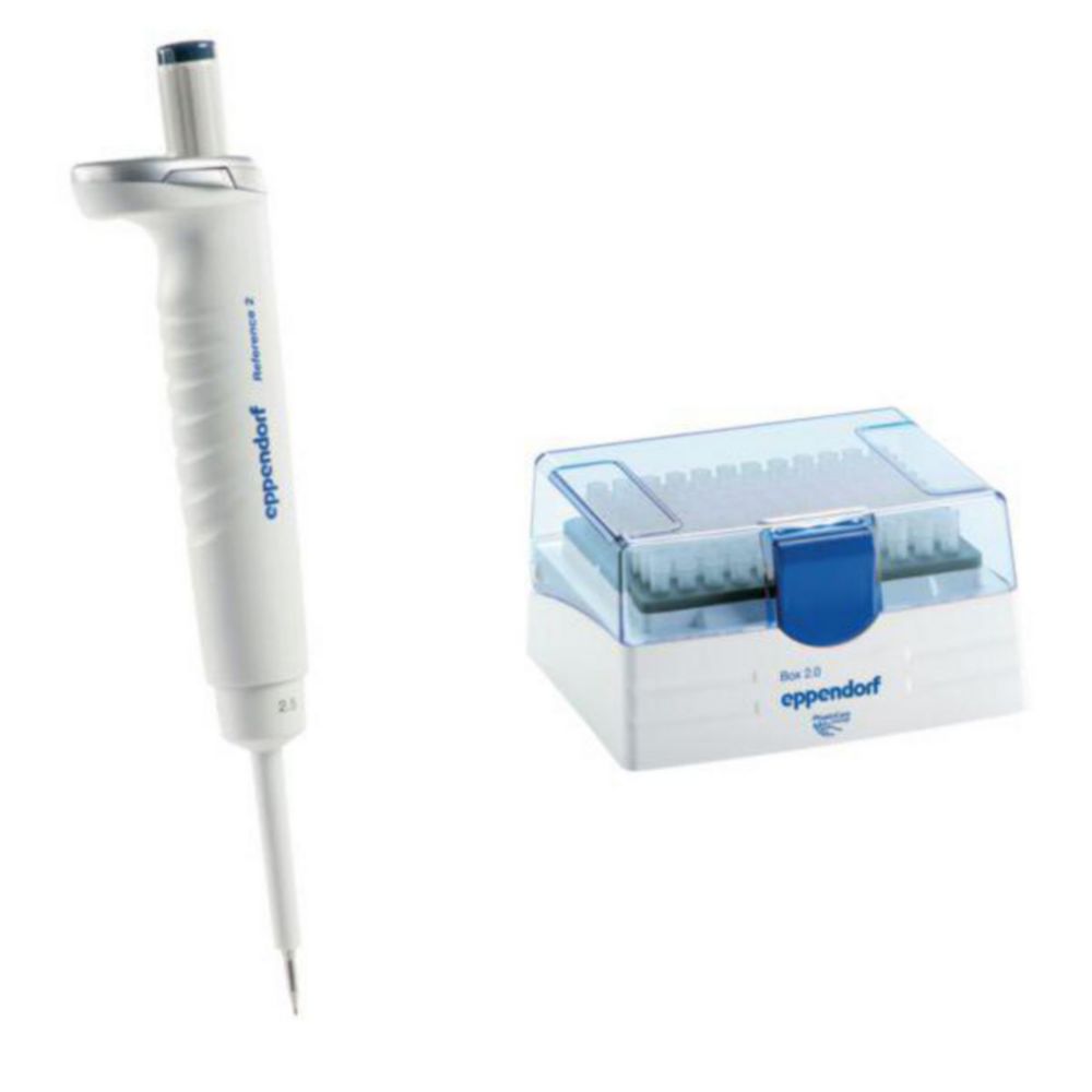 Pipet Reference 2, 1-kan, GL 0,1 - 2,5 µl, grijs incl. tips