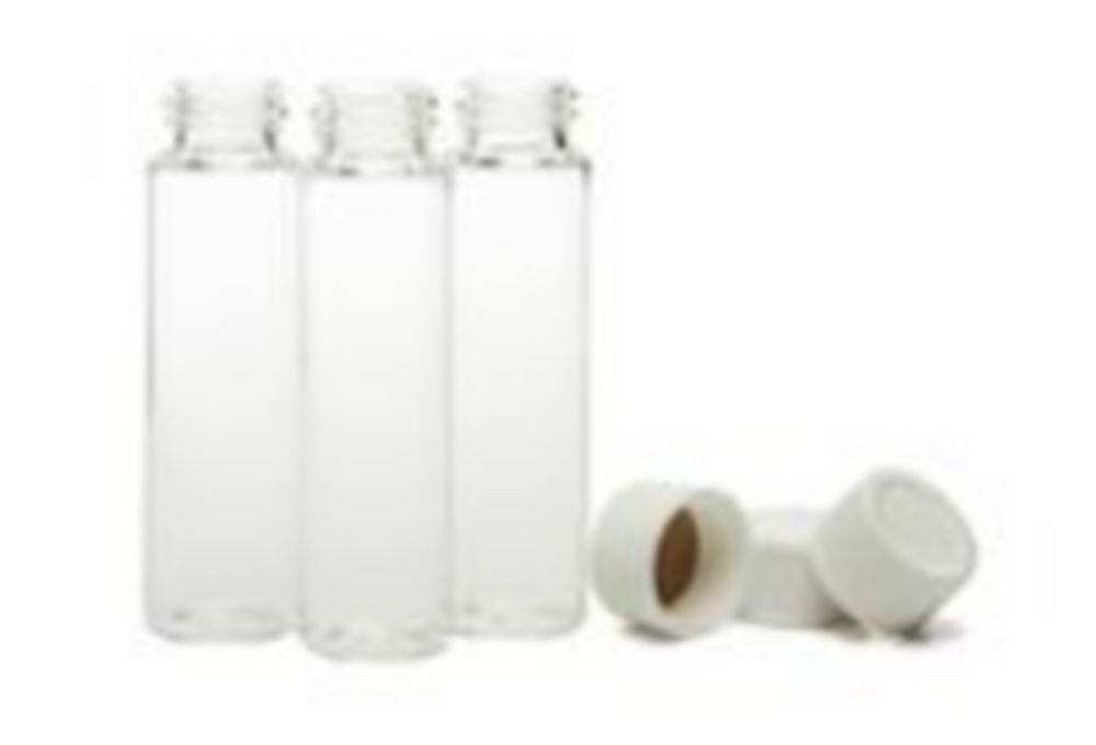 Vials 12 ml, glas 65x19 mm  helder, gesloten cap 15-425