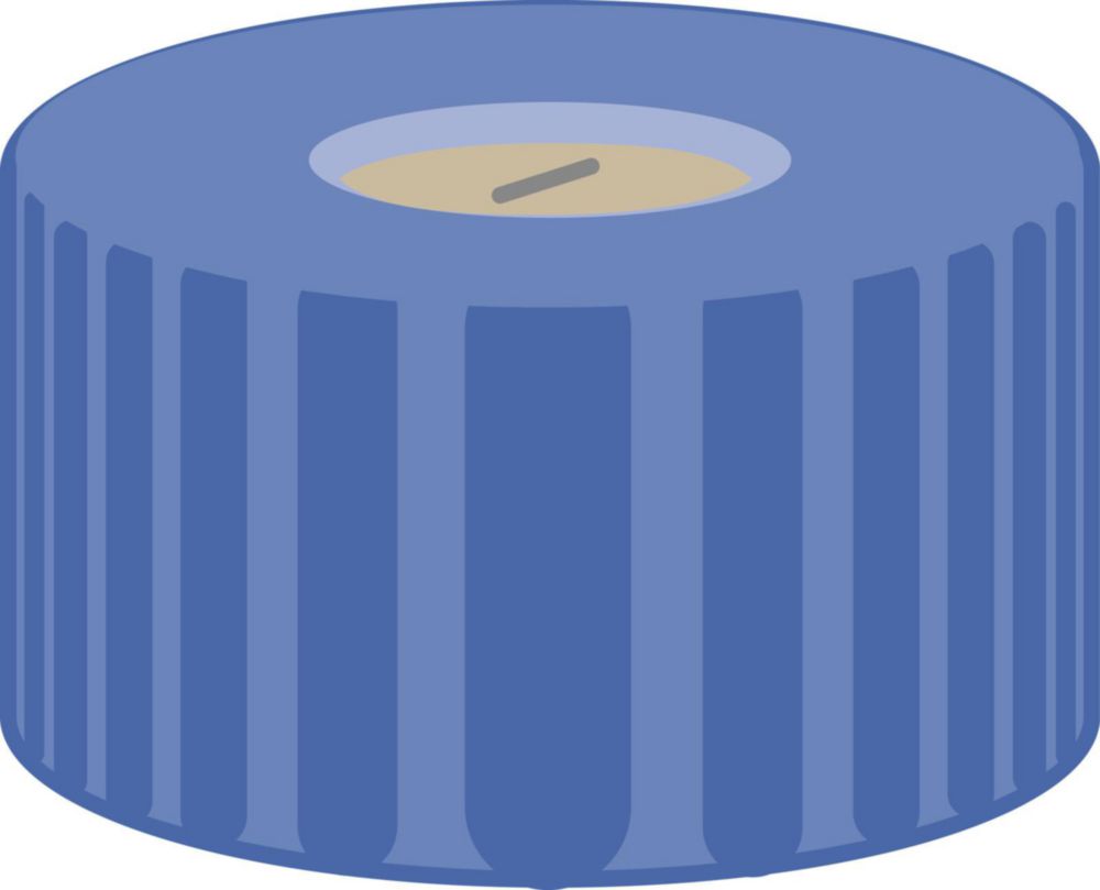 Schroefdop N9, blauw, PP  inlage silicon beige/PTFE wit