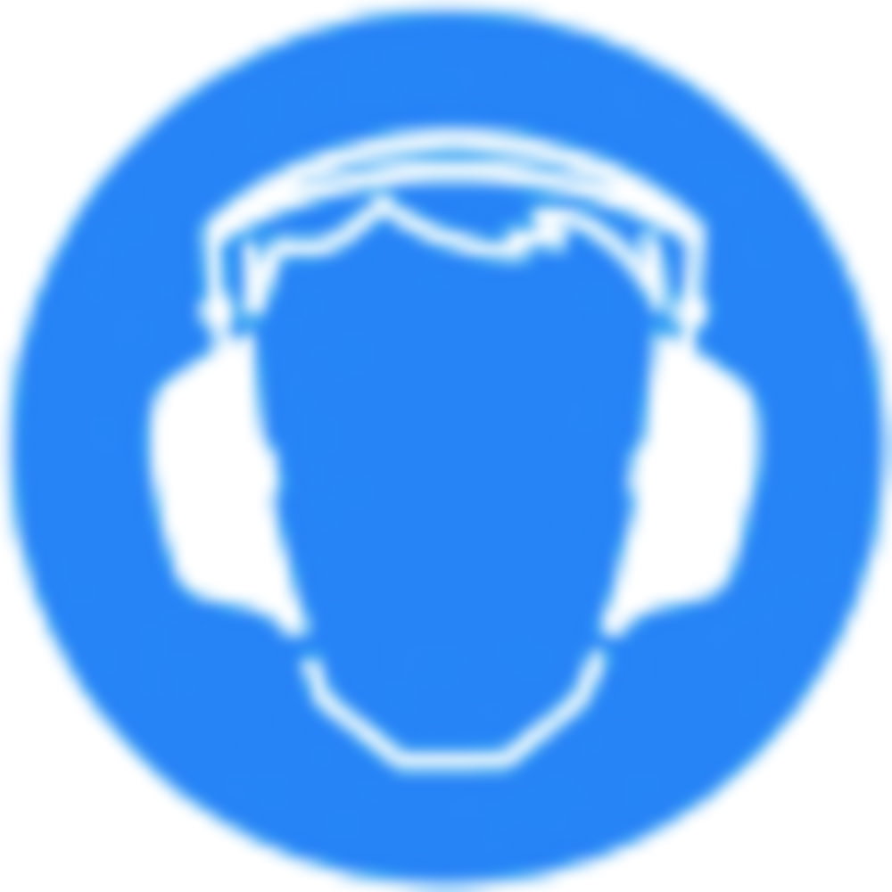 koptelefoon, oorbescherming, blauw, cirkel, pictogram