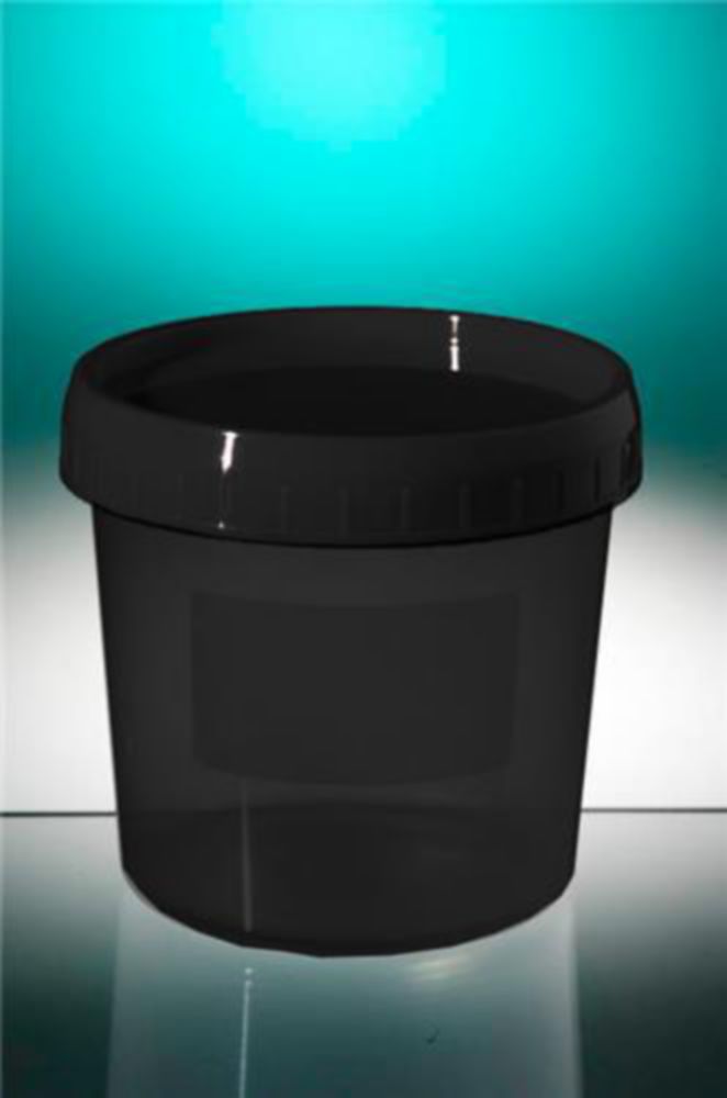 Pot 200 ml, PP, kegelvormig, zwart met zwarte schroefdop