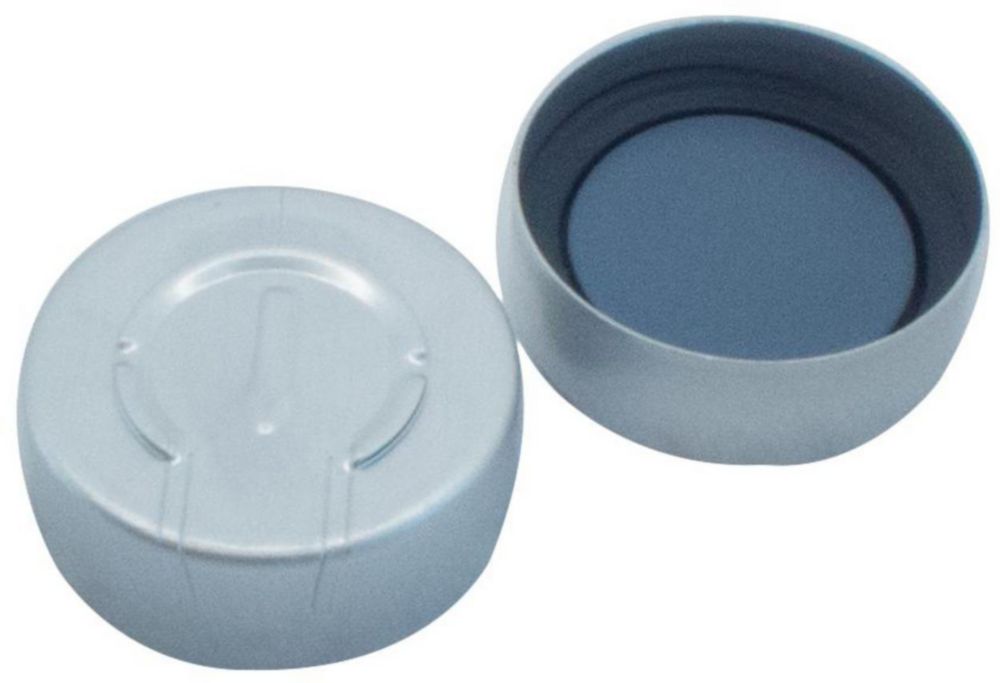 Crimp caps aluminium ND20 tear off, butyl stop grijs