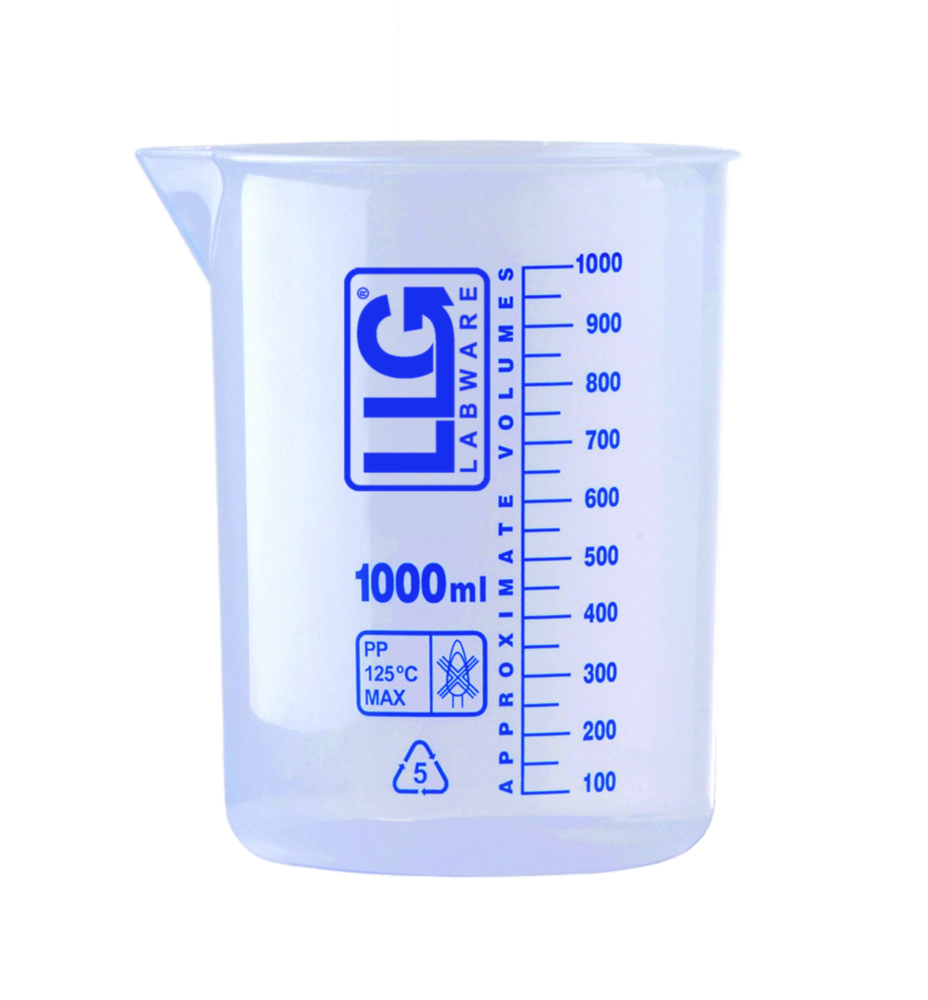 Maatbeker 500:50ml, PP, laag blauwe maatverdeling, ISO 7056