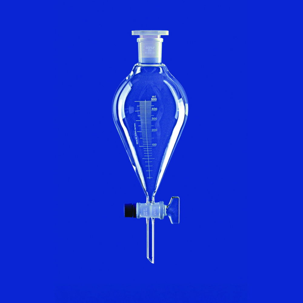 Scheitrechter conisch, 250 ml,  gl. Kraan, PE-stop NS29/32