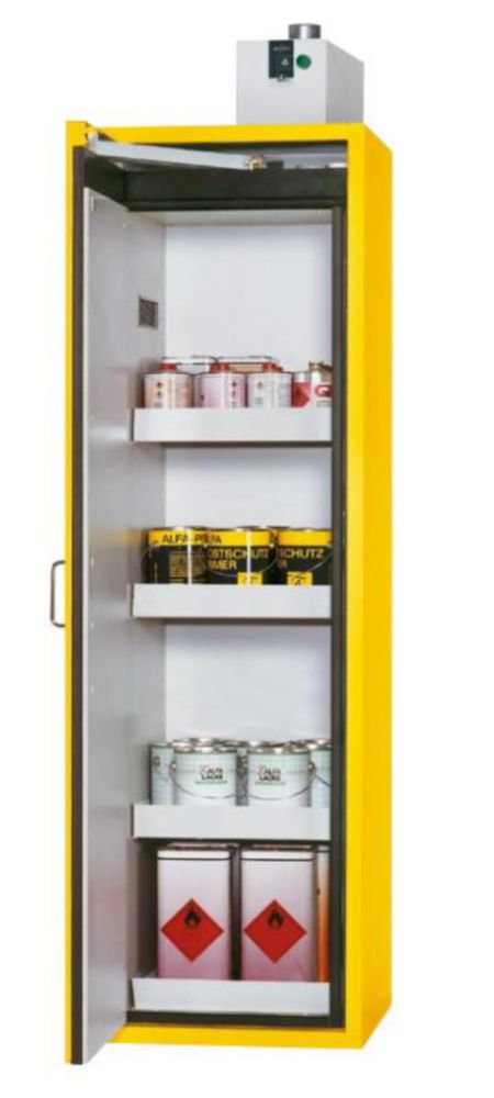 Veiligheidkast S90.196.060,  met 3 vaste legborden en 1 bodemopvangbak, geel