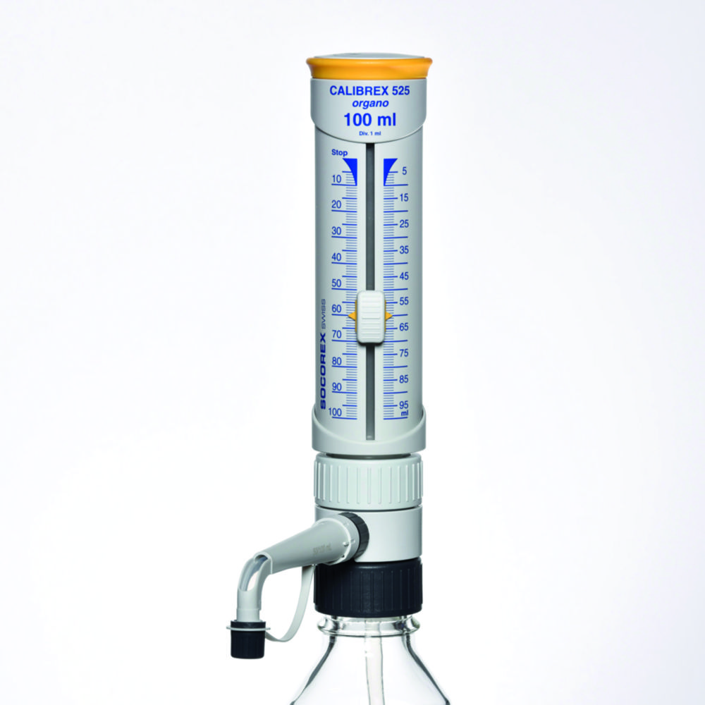 Dispenser Calibrex organo   525, 10 - 100 ml, gl., terugdo