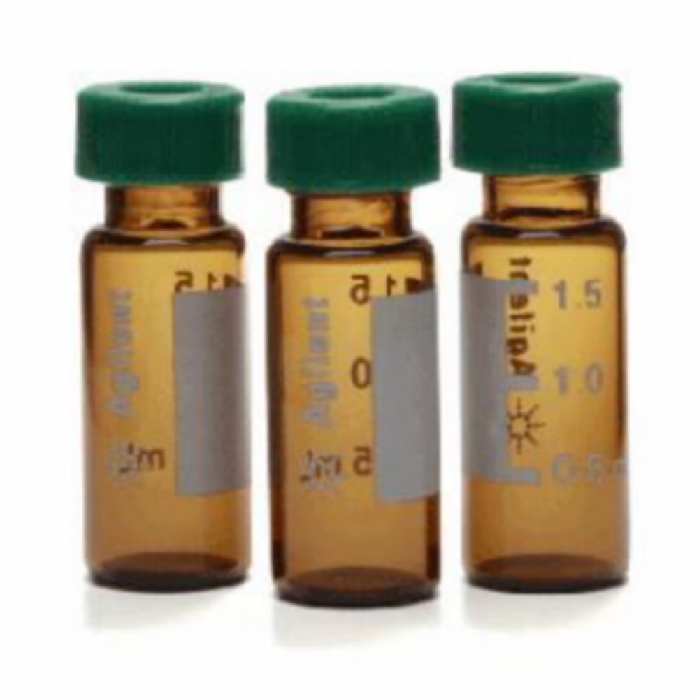 Vials 2 ml, glas 32x12 mm  bruin, schroefnek, label+cap