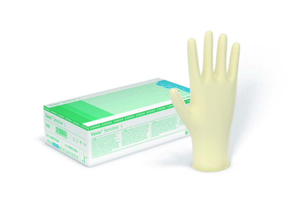 Handschoenen, Latex, maat M, Vasco Sensitive, poedervrij, niet-steriel