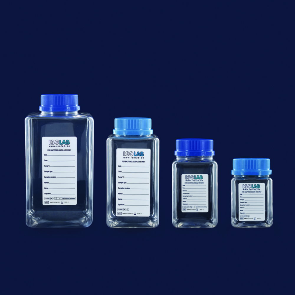 label, fles, vloeistof, isolab, blauwe dop