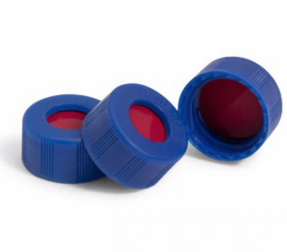 Schroefdop blauw met  PTFE/siliconen/PTFE septum