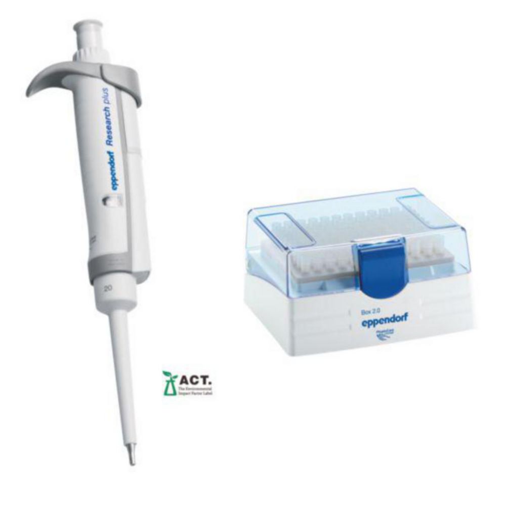 Pipet Research Plus 1-kan, GLP 2 - 20 µl, grijs incl. tips