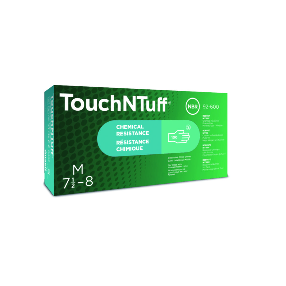 Handschoenen, Nitril, maat L, lengte 240 mm, TouchNTuff 92-600, 8.5-9, poedervrij, CAT III, groen