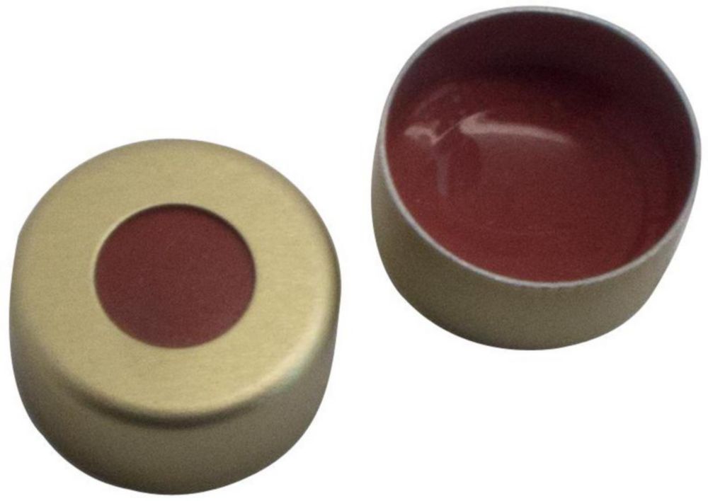 Crimp caps ND11, aluminium, 10 mm Butyl/TEF, goud