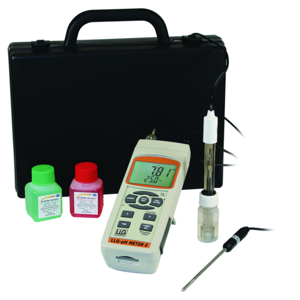 pH-meter 5, set met elektrode temp.sensor SD-kaart en koffer