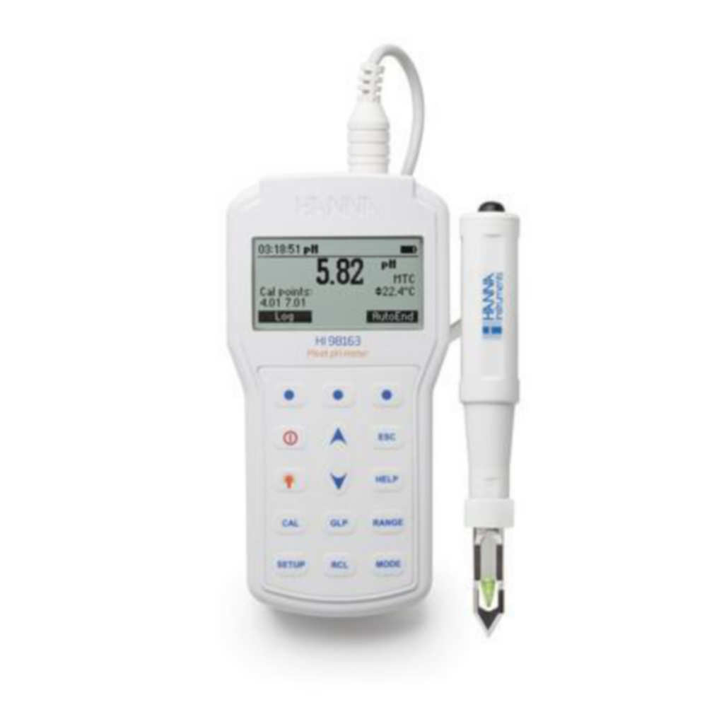 pH-meter, waterbestendig, voor  voedingsappl. m.steekelektrode
